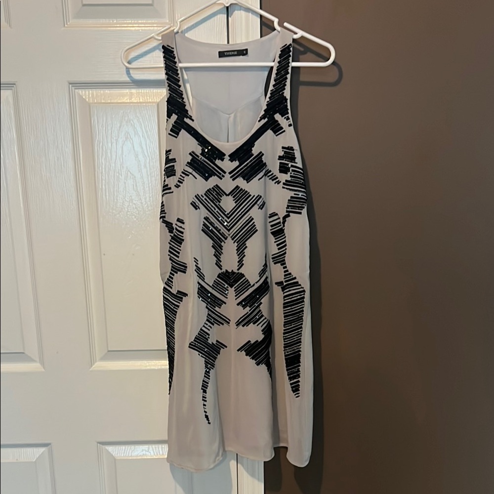 Express Black and White Sleeveless Mini Dress